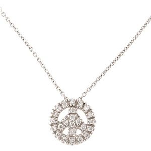 Roberto Coin tiny treasures collection diamond peace sign . 18k white gold